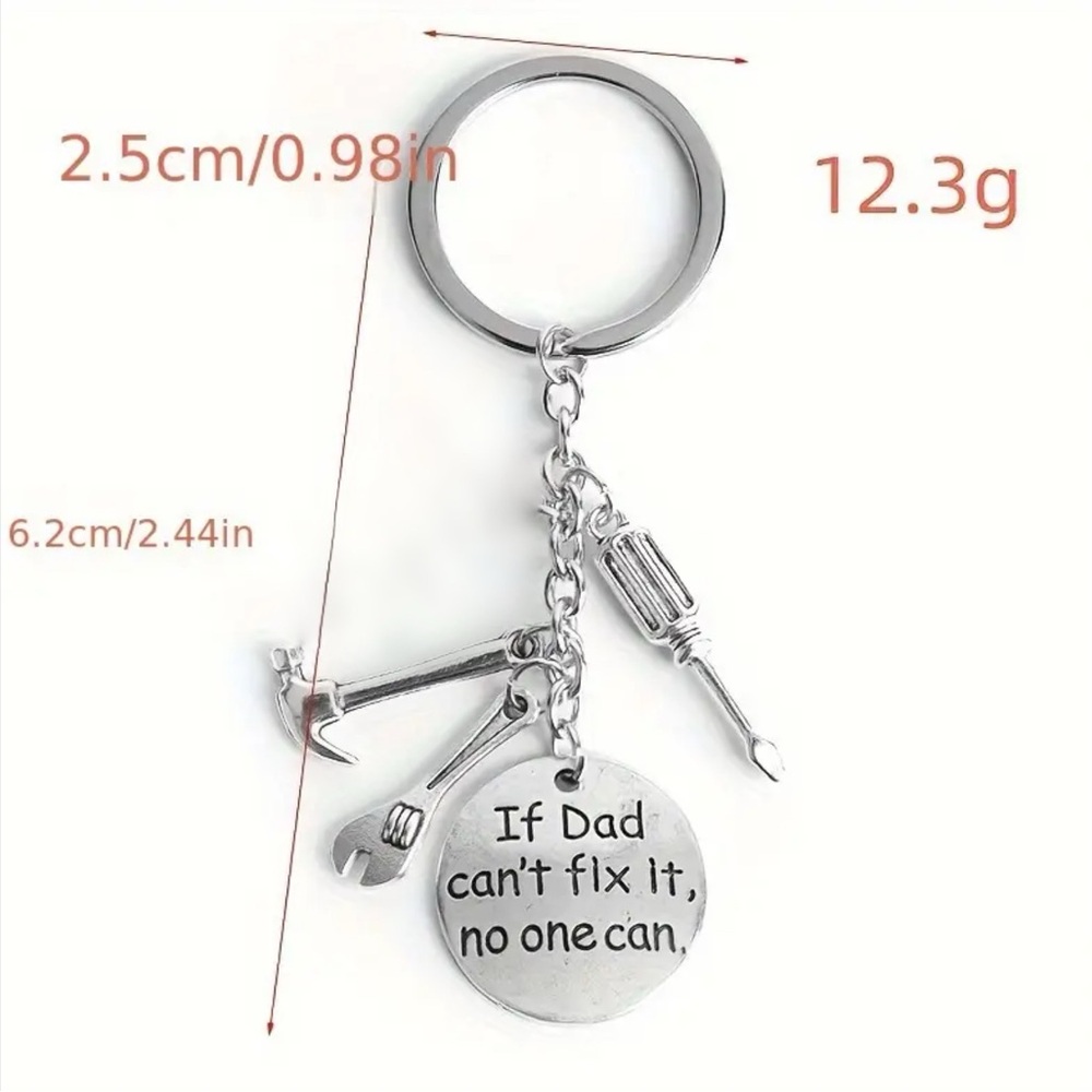 Silver Keychain with Tools Charm - Picture 2 of 4